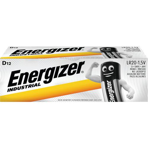 Pile alcaline Industrial LR20 - Lot de 12 - Energizer