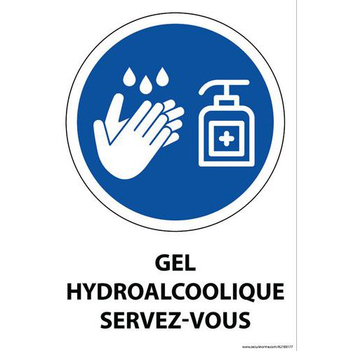 Panneau Gel hydroalcoolique servez-vous + texte