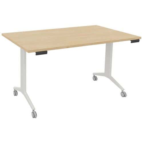 Table abattante rectangulaire Avel  pieds blancs sur roulettes