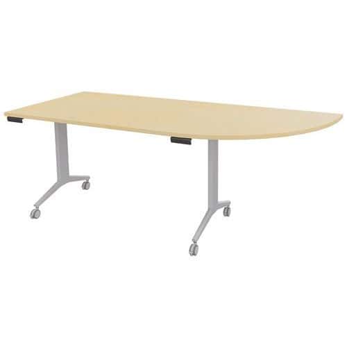 Table plateau pivotant Avel angle à droite pied alu sur roulettes