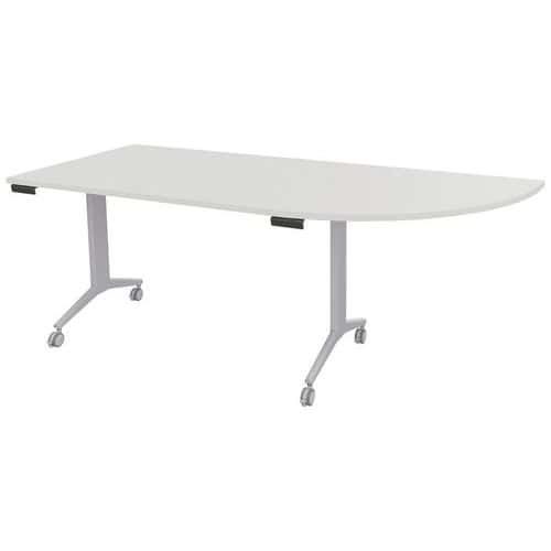 Table plateau pivotant Avel angle à droite pied alu sur roulettes