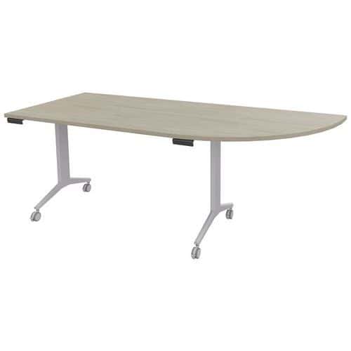 Table plateau pivotant Avel angle à droite pied alu sur roulettes