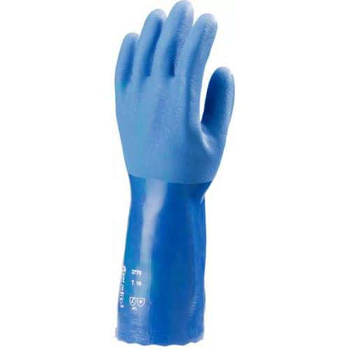 Gants Eurochem 3770 coton PVC bleu 35 cm - Coverguard