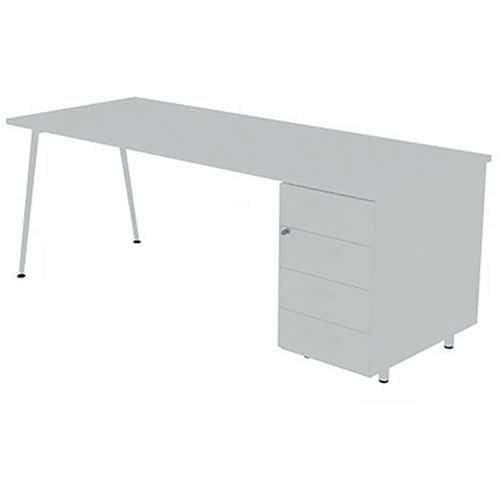 Bureau avec plateau 160x80 cm avec caisson HB 4 tiroirs Solal - Quadrifoglio