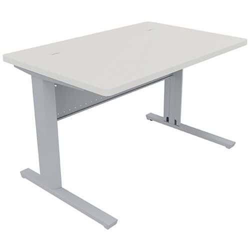 ADEMA+ Bureau 80x80 cm plateau méla Blanc/piétement argent