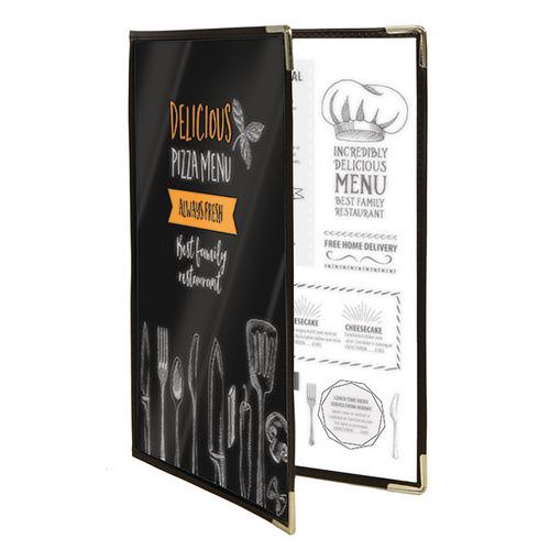 Lot de 3 protège menus en plastique et métal A4