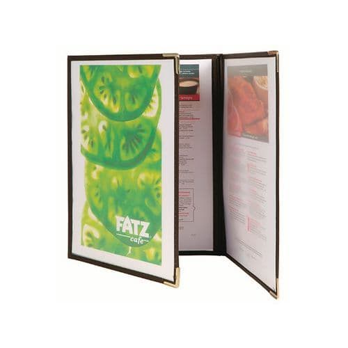 Lot de 4 protège menus en plastique et métal A4