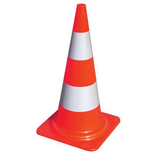 Cone de chantier 2 bandes sérigraphiées avec billes de verre