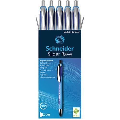 Stylo bille - Slider Rave XB - bleu/bleu - 5 pcs - Schneider