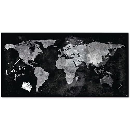 Tableau magnétique en verre - 910x460x15mm - carte du monde - Sigel