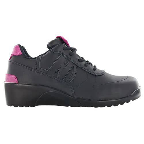 Chaussure de securite femme S3 SRC en cuir noir et rose - Nordways