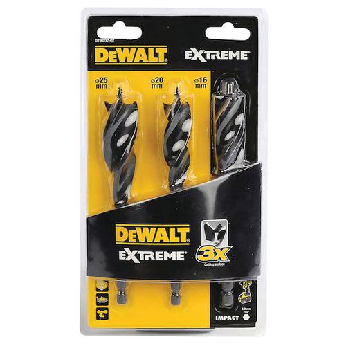 3 mèches à bois 3 pointes Extreme - Dewalt