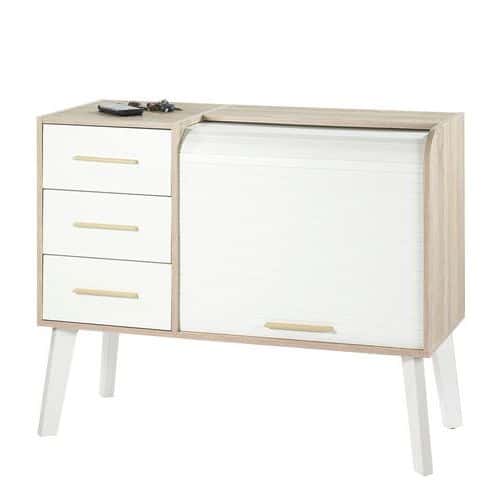 Console rangement Arès L110xP44xH88 chêne/blanc