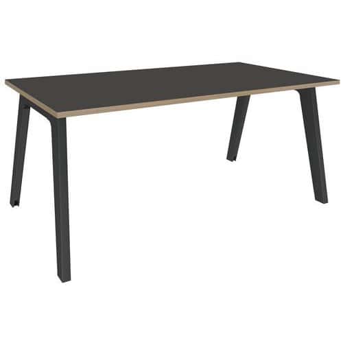 Bureau simple face carbone/chêne clair/carbone Steely