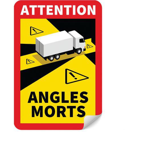 Panneau danger angles morts pour Camion - Adhésif - Lot de 5 - Novap