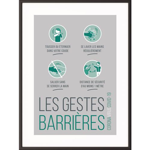 Cadre d'affichage texte Français - Gestes barrières - Paperflow