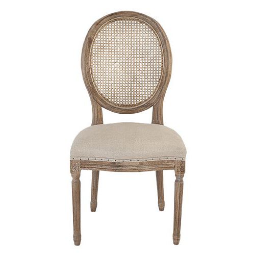 Chaise médaillon cannée assise tissu