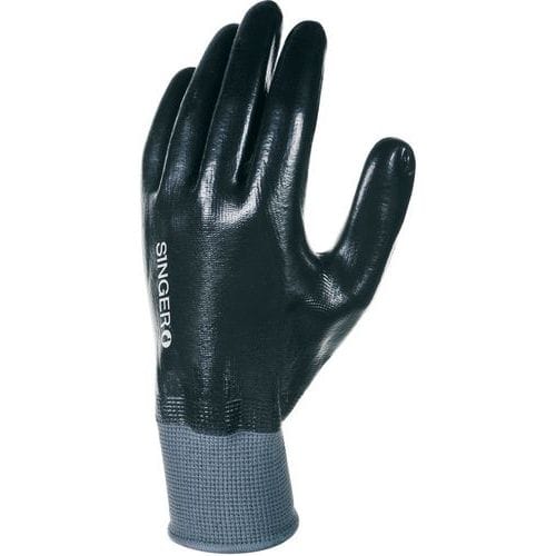 Gants noir en nitrile tout enduit support polyester - Singer