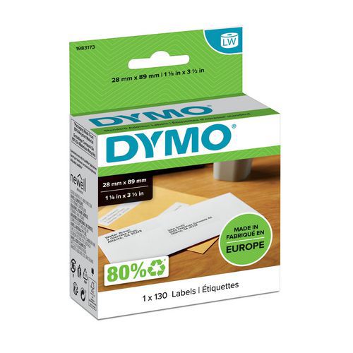 Étiquette d'adresse postale autocollante LabelWriter 28x89 mm - Dymo