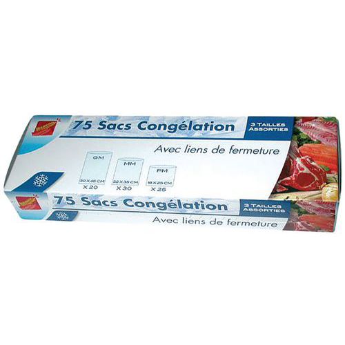 Lot de 75 sacs de congélation - 3 formats assortis