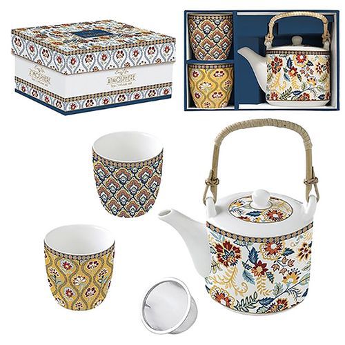 Coffret Théière + 2 gobelets Cachemire-Coffee Mania Easylife