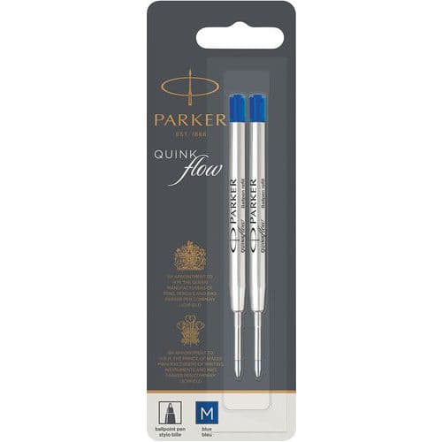 Recharge stylo bille QuinkFlow - Pointe moyenne - Lot de 2 - Parker