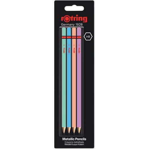 Crayon graphite HB corps métallique - Lot de 4 - Rotring