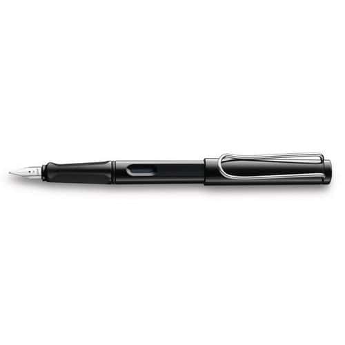 Stylo plume pointe moyenne noir safari et 1 cartouche bleue