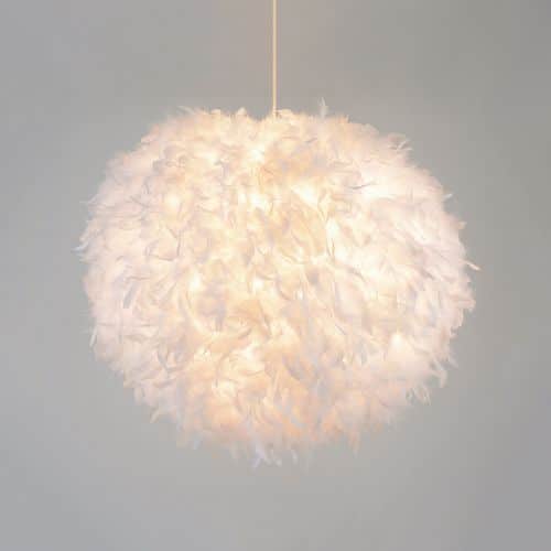 Suspension boule Kokot en plumes véritables blanc Corep