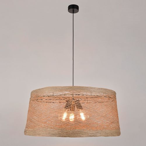 Suspension tambour 3 lumières en ficelle tressée naturel Corep