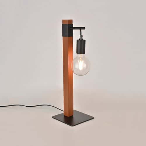 Lampe base carrée en métal et bois Aalto chêne Corep