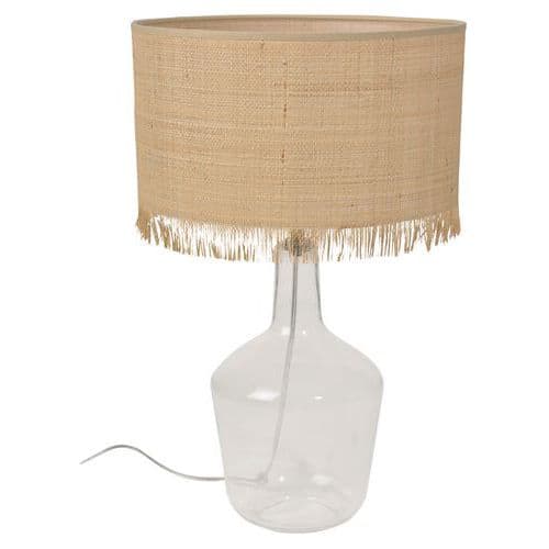 Lampe en verre abat-jour abat-jour cylindre en raphia Corep