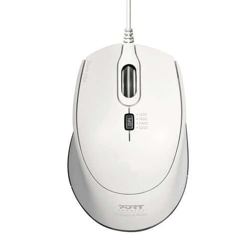 Souris filaire Pro silencieuse blanche - Port connect