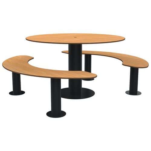 Table bancs MOKA ronde bois/métal - BUTON DESIGN