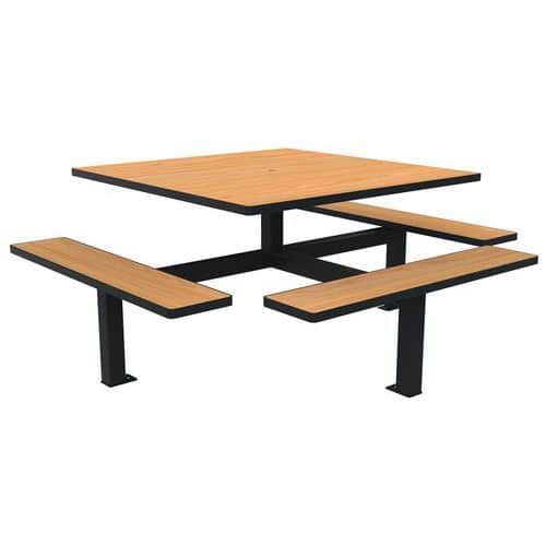 Table bancs ORPIN PMR monobloc trou parasol bois/métal - BUTON DESIGN