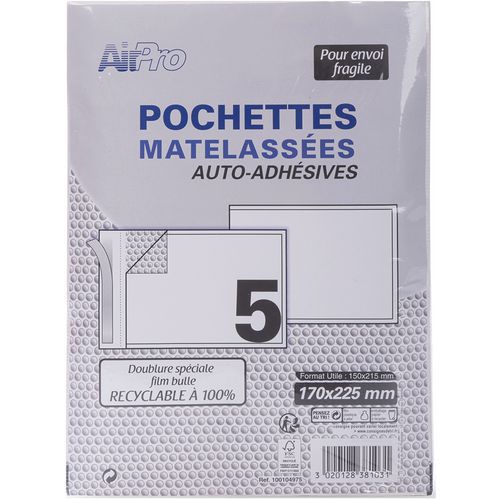 Pochettes 150x215 125g kraft blanc auto adhésives matelassées - Oxford