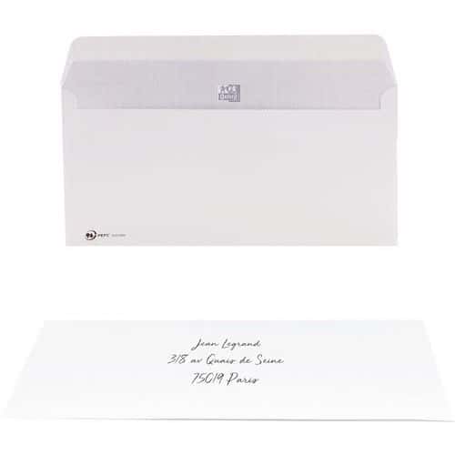 Enveloppes 110x220 auto adhésives sans fenêtre blanche - Oxford