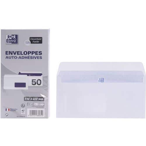 Enveloppes 110x220 80g auto adhésives fenêtre - Oxford