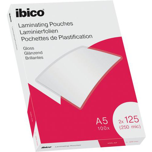 Pochettes plastification Ibico brillantes, A5, boite de 100 - Esselte