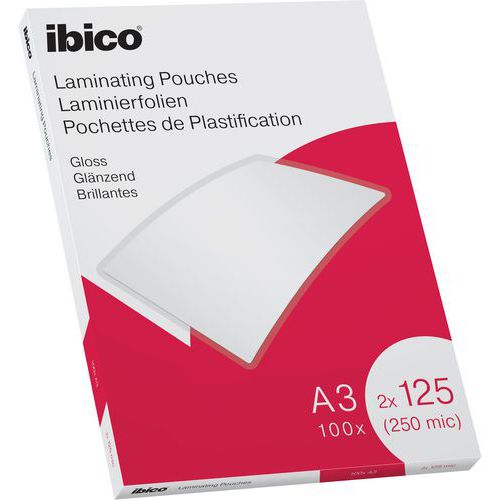 Pochettes plastification A3 Ibico brillantes, boite 100 - Esselte