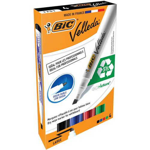 Marqueur Velleda 1751 Effaçable à sec - Set de 4  - Bic