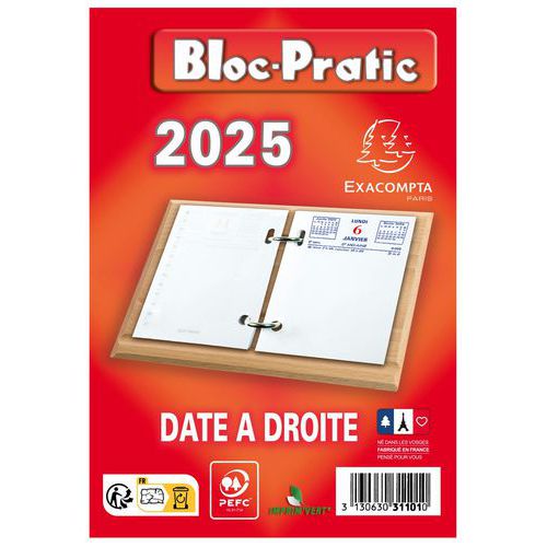 Bloc pratic 2025 - Date à droite - Exacompta