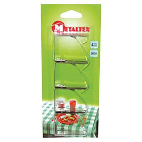 Lot de 4 pinces nappe en inox - Metaltex