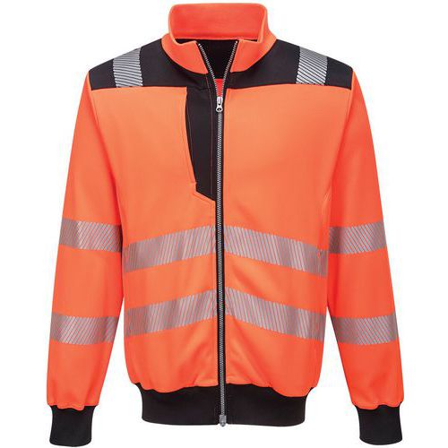 Sweatshirt Zippé haute visibilité PW370 Noir/orange - Portwest