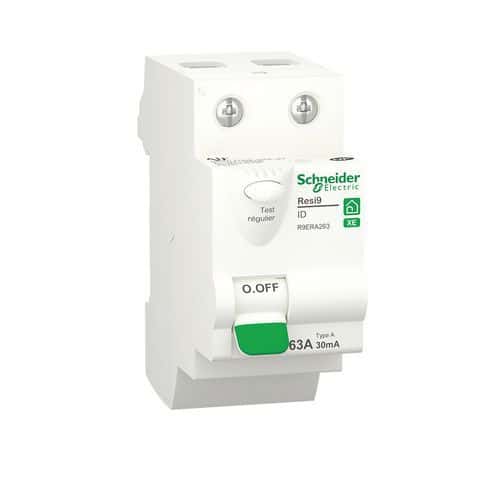 Interrupteur différentiel 2P 63A 30mA - Type A Resi9 XE - Schneider Electric