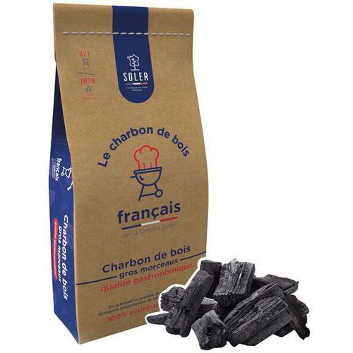 Charbon de bois gros morceaux gastronomiques - 40L - Soler