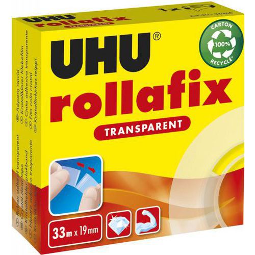 Rollafix rouleau adhésif transparent 19 mm x 33 m - Uhu