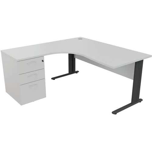 Bureau compact avec caisson - Gris clair/Anthracite - Manutan Expert