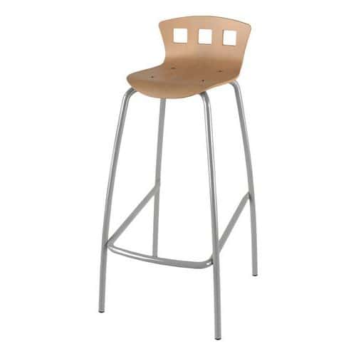 Tabouret 4 pieds hauteur 80 cm coque Caro bois naturel Mobidecor