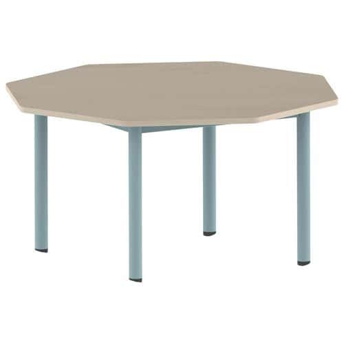 Table Carélie octogonale Ø 120 cm mobile 4 pieds stratifié Mobidecor